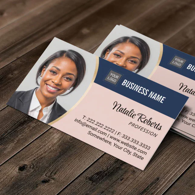 Real Estate Agent Realtor Blue & Pink Custom Photo Business Card | Zazzle
