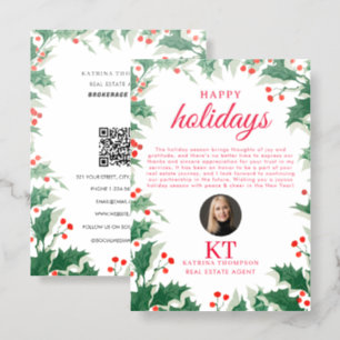 Real Estate Agent Realtor Christmas Happy Holidays Letterpress Photo Cards