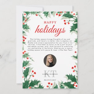Real Estate Agent Realtor Christmas Happy Holidays Thank You Card