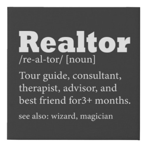Real Estate Agent Realtor Funny Quote Canvas