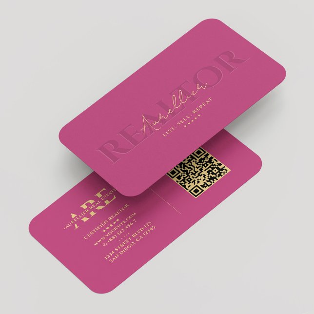 Real Estate Agent Realtor Monogram Pink Modern Business Card (Real Estate Agent Realtor Monogram Pink Modern Business Card
)