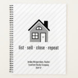 Real Estate Agent / Realtor Planner<br><div class="desc">Cute planner for realtors and real estate agents. Customizable text says "list sell close repeat" and you can also add your name,  company,  and the year.</div>