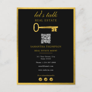 Real Estate Agent Realtor Promotional Gold Key Holiday Postcard