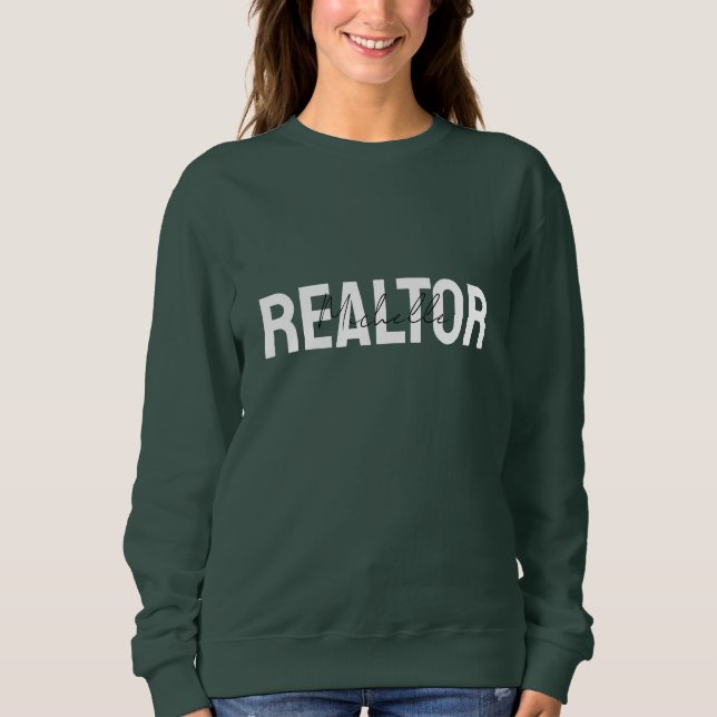 Real Estate Agent Realtor Script Name Pink Sweatshirt (Front)