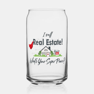 Real Estate Agent, Realtor Super Hero Personalized Can Glass