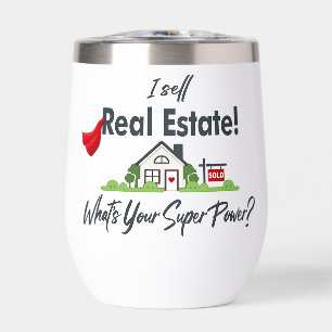 Real Estate Agent, Realtor Super Hero Personalized Thermal Wine Tumbler