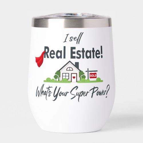 Real Estate Agent Realtor Super Hero Personalized Thermal Wine Tumbler