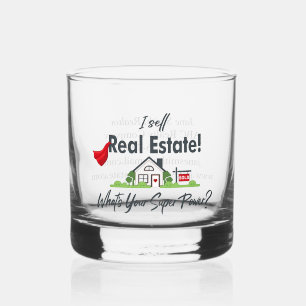 Real Estate Agent, Realtor Super Hero Personalized Whiskey Glass
