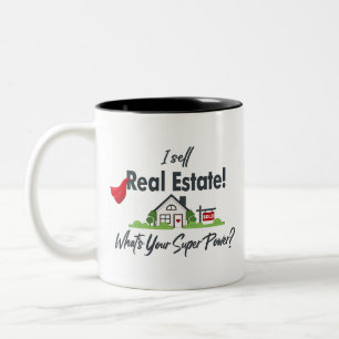 Real Estate Agent, Realtor Super Hero Two-Tone Coffee Mug