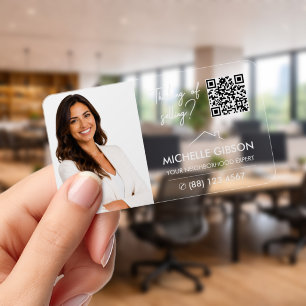 Real Estate Agent Realtor Transparent QR Clear Business Cards