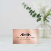 Real Estate Agent Rose Gold Brushed Metal  Business Card (Standing Front)