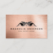 Real Estate Agent Rose Gold Brushed Metal  Business Card (Front)