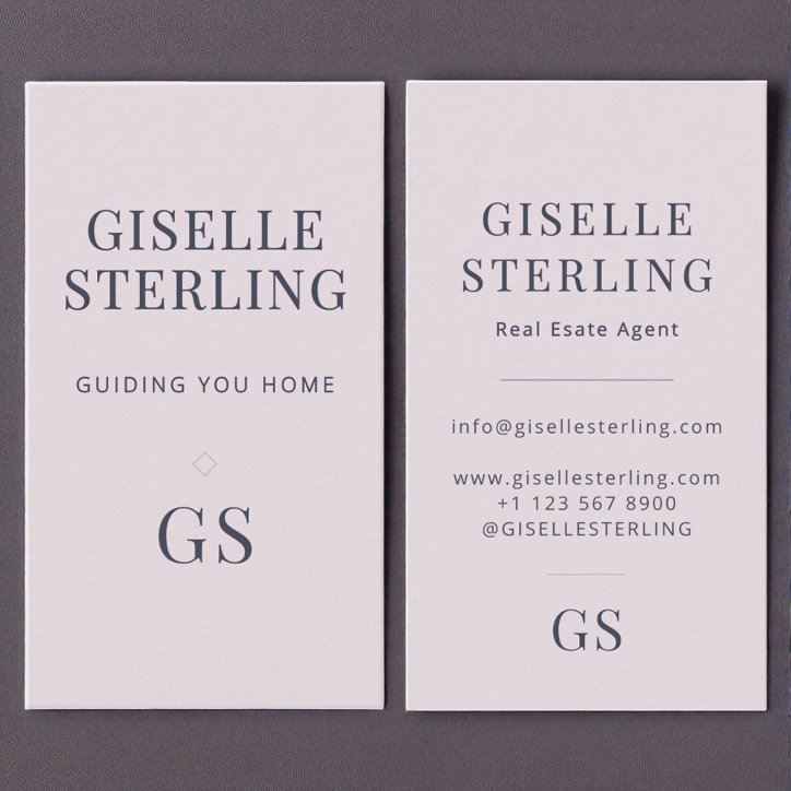 Real Estate Agent Rose Quartz Purple Monogram Business Card
