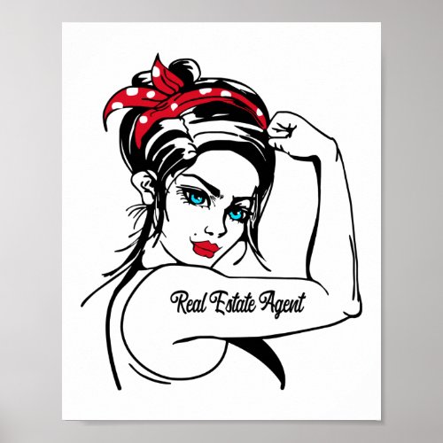 Real Estate Agent Rosie The Riveter Pin Up Poster