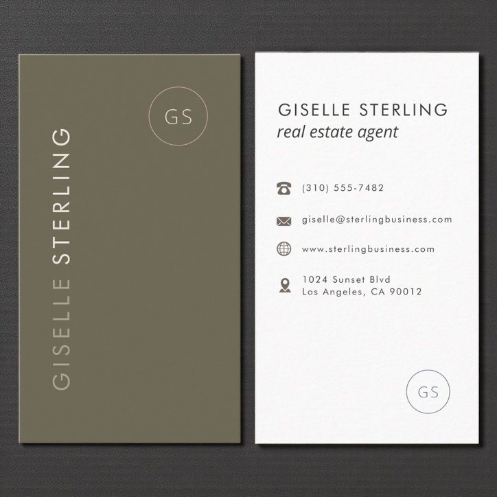 Real Estate Agent Sage Green Luxury Elegant Modern Business Card