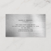 Real Estate Agent Silver Brushed Metal  Business Card (Back)