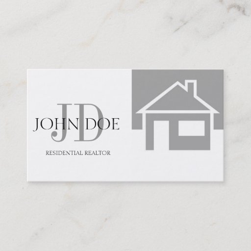 Customizable Realtor Silver House/Monogram Business Card Templates