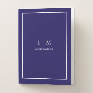 real estate agent simple blue minimalist pocket folder