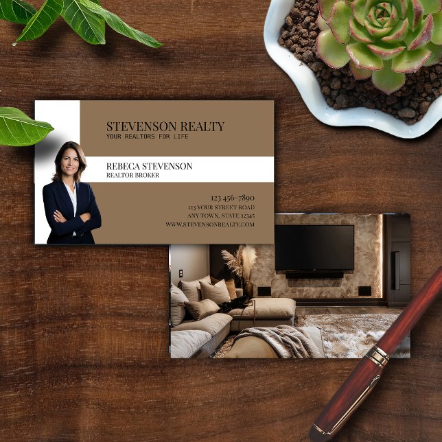 Real Estate Agent Tan Business Card (Creator Uploaded)