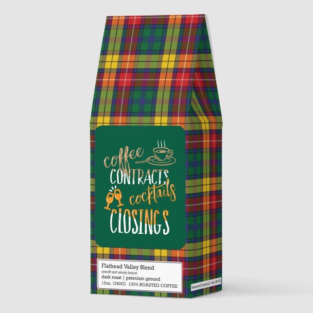 Real Estate Agent Tartan Contracts Closings Tartan Roasted Coffee (Front)