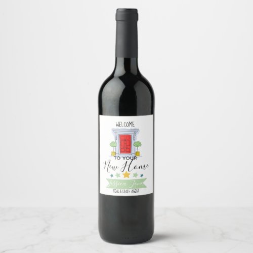 Real estate agent thank you new home gift wine label
