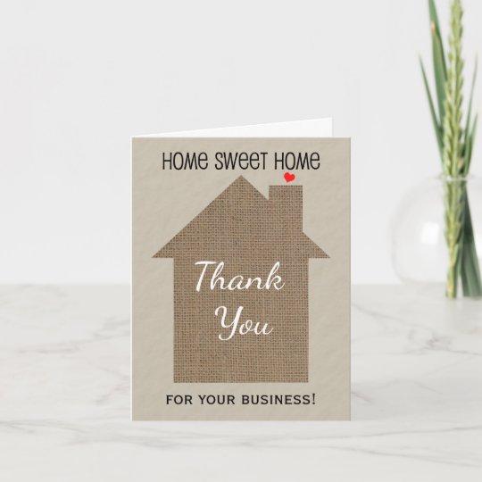 Real Estate Agent Thank You Note Card with Burlap