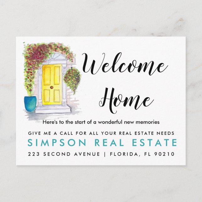 Real Estate Agent Welcome Home Announcement Postcard (Front)