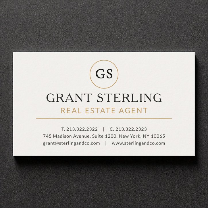 Real Estate Agent White Gold Luxury Business Card