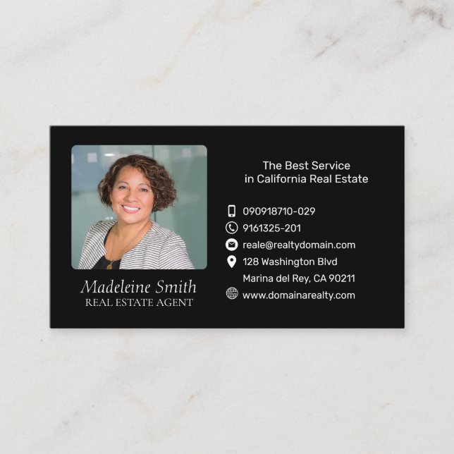 Real Estate Agent with Photo  Business Card (Front)