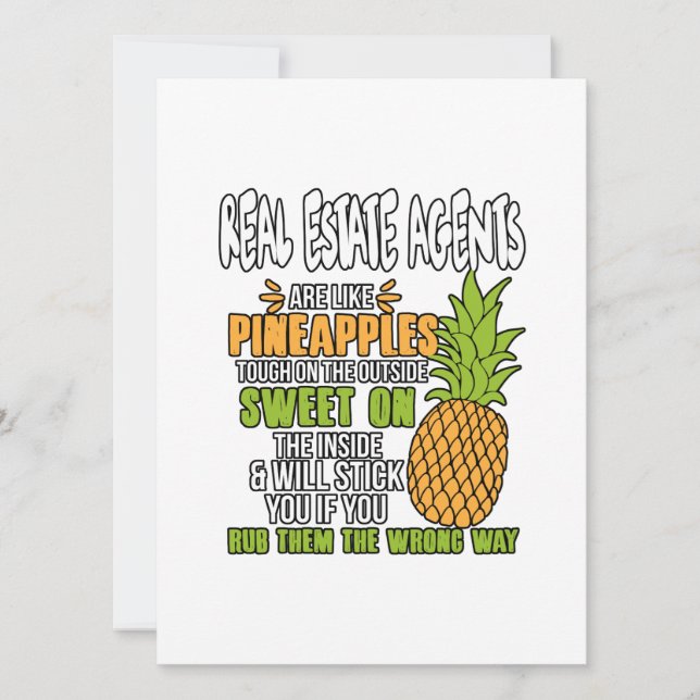 Real Estate Agents Are Like Pineapples. Holiday Card (Front)
