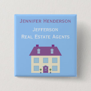 Real Estate Agents Staff Name Tag Pinback Button