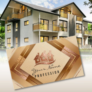 Real Estate Apartments Home Gold  Business Card