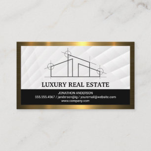 Real Estate Architect Gold Metal Border Business Card