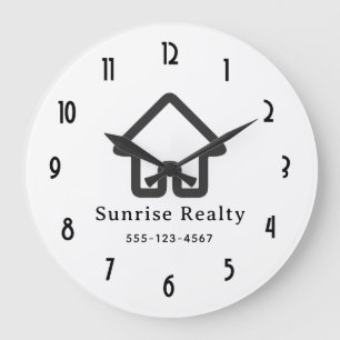 Real Estate Architecture House Icon Business Large Clock