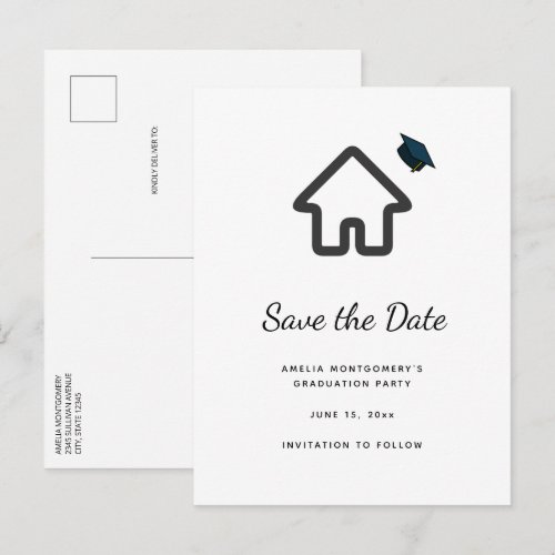 Real Estate Architecture House Icon Graduation Announcement Postcard