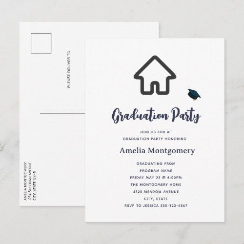 Real Estate Architecture House Icon Graduation Invitation Postcard