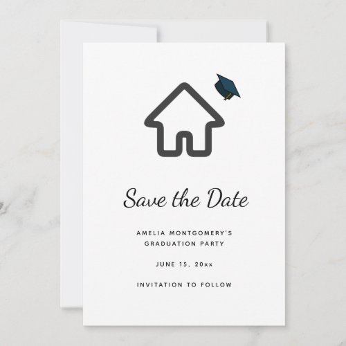 Real Estate Architecture House Icon Graduation Save The Date