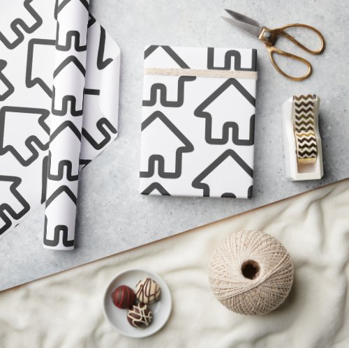 Real Estate Architecture House Icon Pattern Wrapping Paper