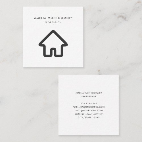 Real Estate Architecture House Icon Square Business Card