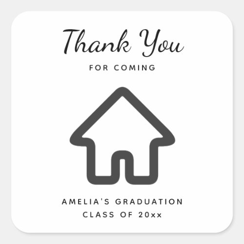 Real Estate Architecture House Icon Thank You Square Sticker