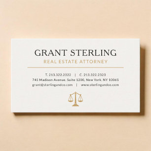 Real Estate Attorney Neutral Beige Gold Business Card