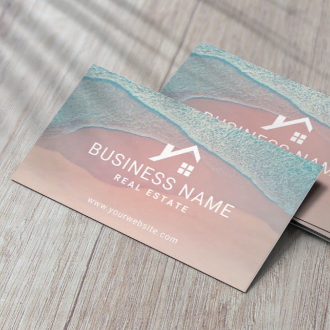 Real Estate Beach House Realtor Custom Logo Business Card (Creator Uploaded)