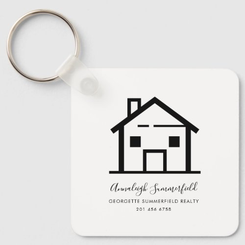 Real Estate Black and White Promotional Swag Keychain