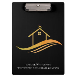 Real Estate Black Gold House Custom Company Clipboard
