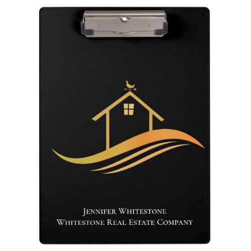 Real Estate Black Gold House Custom Company Clipboard