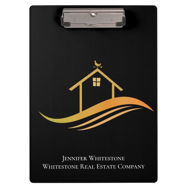 Real Estate Black Gold House Custom Company Clipboard (Front)