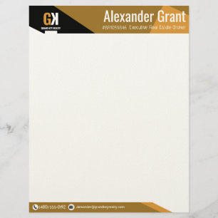 Real Estate Black & Gold Realtor  Letterhead
