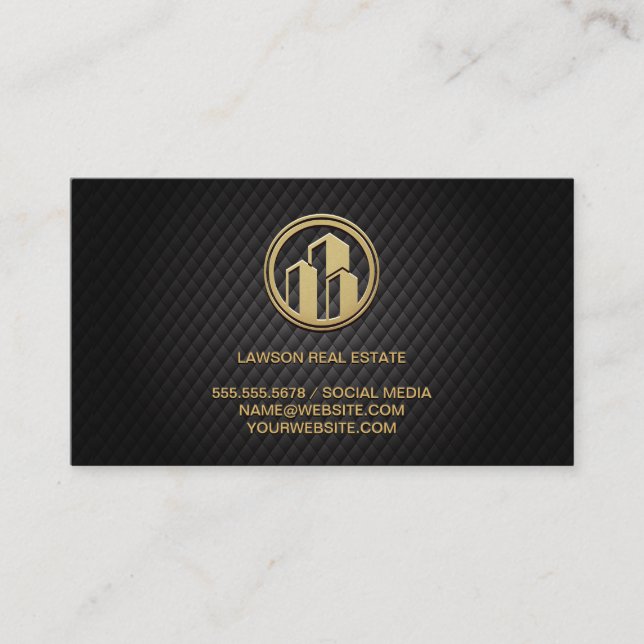 Real Estate | Black Tiling | Golden Icon Appointment Card (Front)