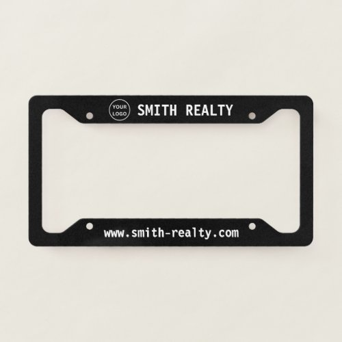 Real Estate Black White Custom Company Marketing License Plate Frame