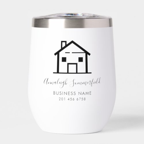 Real Estate Black White Personalized Coworker Thermal Wine Tumbler